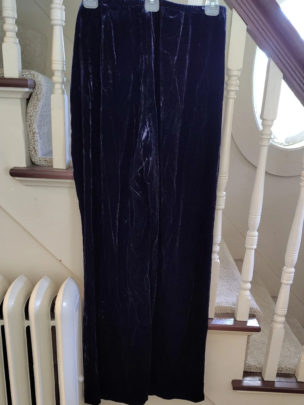 Eileen Fisher Midnight Blue Velvet Straight-Leg Pants
